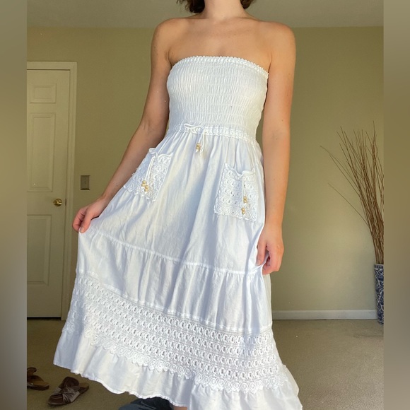 French Color Matching Pure Want Tube Top Dress